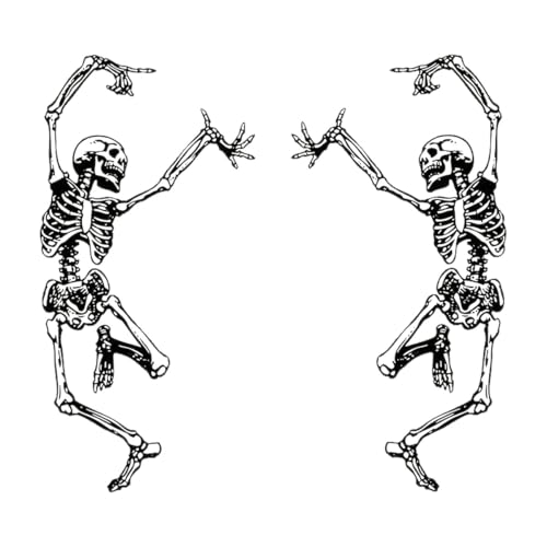 Image of BDZMC Skeleton Bumper Sticker Decal, 6.0 inch Trippy Grateful Steal Your Face Rock Band Dancing Halloween Skull Car Decal for Car, Window, Refrigerator, Mirror, Laptop, Truck (1PCS)