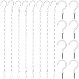 Hotop 8 Pcs Metal Hanging Chains with Ceiling Hooks, Garden Plant Hangers for Hanging Bird Feeders, Billboards, Chalkboards, Basket, Planters, Lanterns, Wind Chimes, Chain Hook DIY(12 Inch,White)