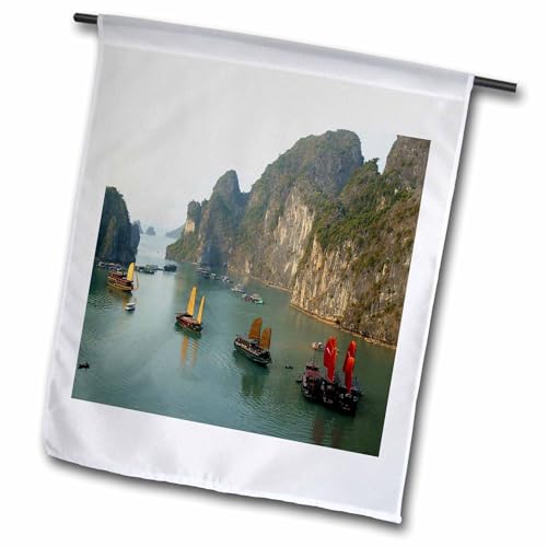 3dRose Junket Boats In Hong Kong.jpg 18 x 27 inch Garden Flag