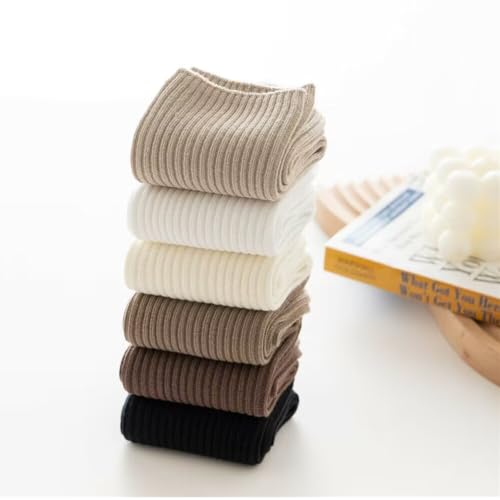 Losa Kute 6 Pairs Fall Socks Cotton Long Warm Crew Socks Cute Aesthetic Cute Slouch Socks4