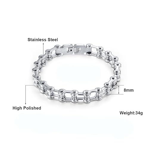 Ginger Lyne Collection Stainless Steel Bike Chain Bracelet Accents #TOP5
