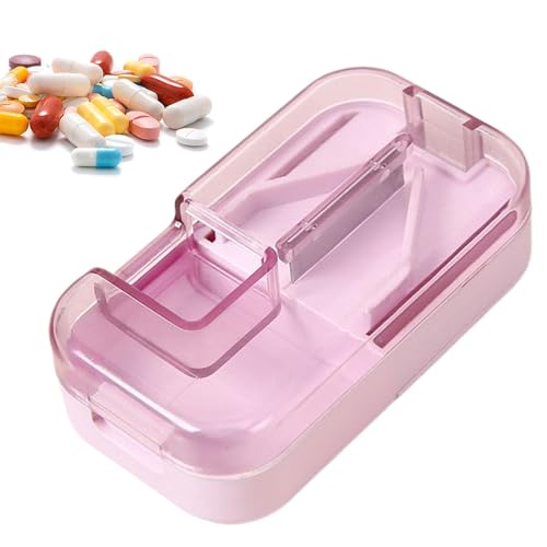 ピルカッタースプリッター、小規模または大型タブレット用のピルスプリッター | ディスペンサー付きの小さなピルスプリッター用量タブレットカッター - 女性と男性のための正確な薬粉砕機セーフティガードカットツール