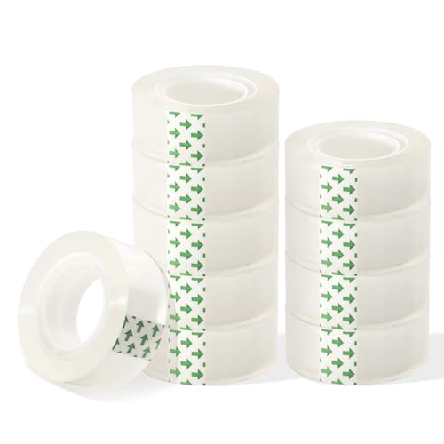 WELSTIK film transparent - Transparentes Klebeband mit starker Haftung - alterungsbeständig und reißfest,für Zuhause, Schule und Geschenkpapier,- 25 m x 15 mm - 10er Pack