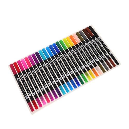 LOLIPPYY 24 piezas Rotuladores de Doble Punta Pincel y Fina Colores para Caligrafía Dibujo Diario y Bocetos Acuarela Lavables para Estudiantes