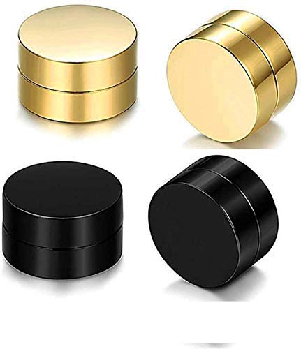 Hunky Dory Black, Gold Metal Non-Piercing Earrings Combo for Stainless Steel Stud and 4 Pieces Magnetic Earrings for Men | Women 2 Pairs (B08W543TR5) Amazon Price History, Amazon Price Tracker