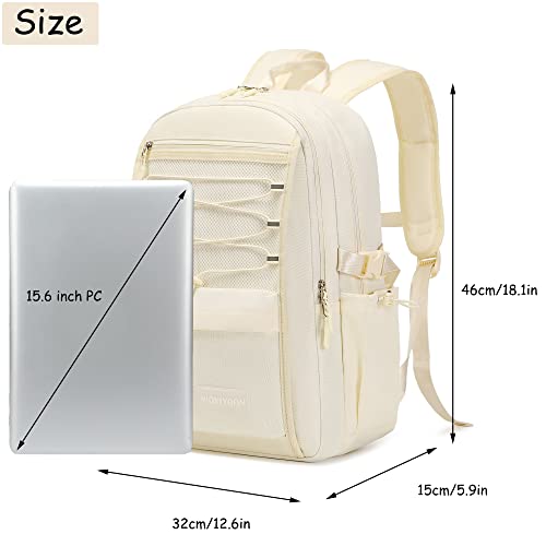 Woyiyaan Laptop Backpack For Women Girls 15.6 Inch Mesh School Bag, Unisex Student Bookbag Waterproof Backpack For College Work Travel,Beige #TOP6