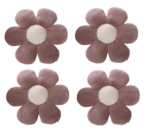 Image of RVA Sunflower Cushion Floor Pillow Flower Shape Cushion Cute Seating Pad Sunflower Chair Cushion Throw Pillow for Home Decoration for Bed Couch Chair Car Office (Pack of 4) (35 Cm) (Brown)