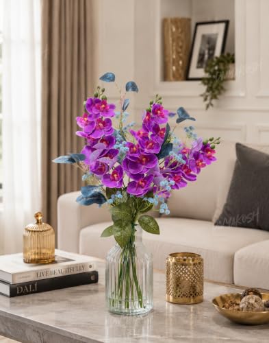 Image of Divyakosh Purple Orchid Bouquet, Artificial Flowers for Vase's (VASE NOT Included), Decorative Flower Bunch for Home Decor