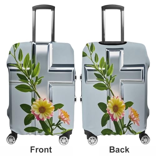 Flower Branches on The Cross Printed Luggage Cover Protector, Fits 18-32 Inch Luggage3