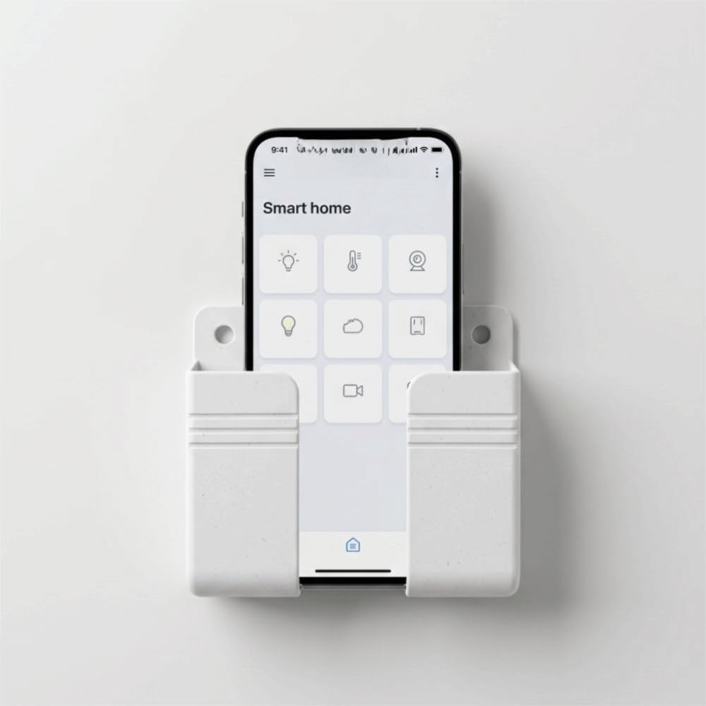 6Pcs Wall Mount Phone Holder, Universal Adhesive Charging Stand White for Home Bedroom Bathroom, Fits Phones up to 9.4cm Wide(White) image 5