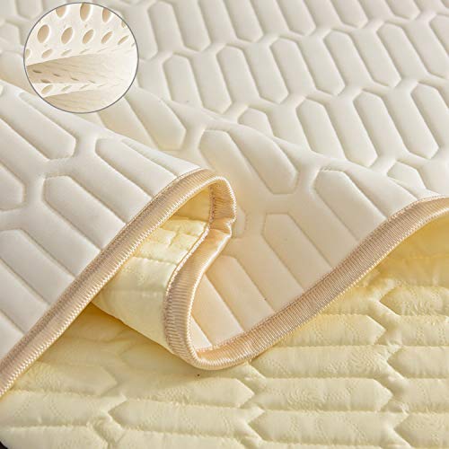 Image of Grin Health Super Soft Mattress Pad Used as Mattress Top with 2 Pillow Cases | Ultra Luxurious Comfortable Ice Silk Bed Mattress Slim Topper Queen Size 72x60 Inch All Season Bedsheets & Pillow Covers