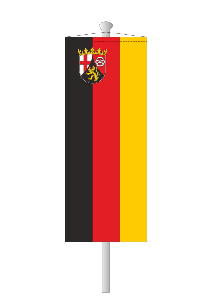 Deitert Bundesland-Flagge Rheinland-Pfalz – 120x300 cm Rheinland-Pfalz -Fahne mit Wappen, Bannerfahne aus reißfestem Polyester