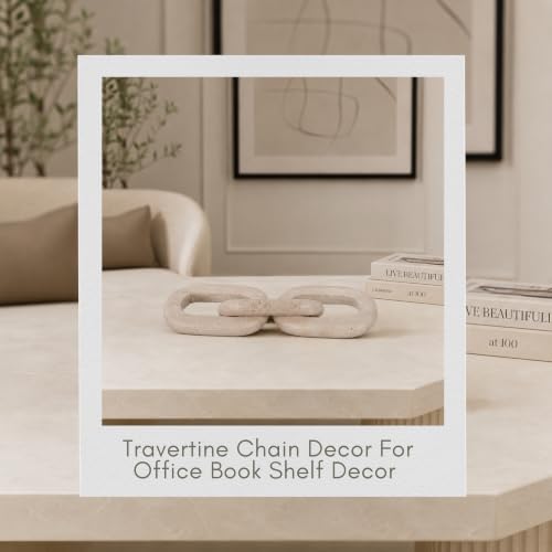 Chain Link Figurine for Home and Bathroom Decor - Stone Travertine Decorative Object for Office, Living Room, Shelf, and Coffee Table Ornaments - Sculpture Accent Display for Mantel - 3", Tan by NESS AND JORD - Used condition - Image 4