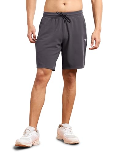 Image of TECHNOSPORT Men Solid Slim Fit Sports Shorts TS Flexi Polyester Mid Rise Drawstring Shorts Pant for Men Pockets Gym Workout Running Joggers Casual Quick Dry