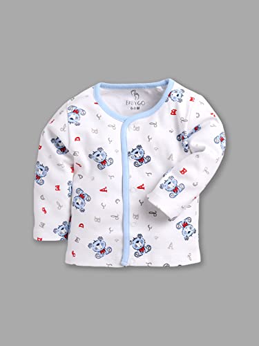 Image of Baby GO Unisex Baby 100% Cotton Full Sleeve Front Open T-Shirt Pack of 3 | Soft Breathable Infant Clothing Set with Snap Buttons | Comfortable Layering Top for Newborn Baby Boys & Baby Girls