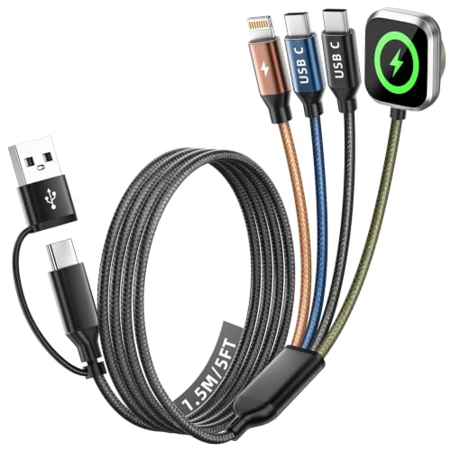 Image of Cruise Essentials 2026, Dual Type-C 4 in 2 Multi Charging Cable for iPhone Watch Charger /iPhone 17 /IP, iWatch Charger, Travel /Camping EssentialsCompatible with iWatch 11-2 /Ultra /iPhone 17-8,Car 5FT