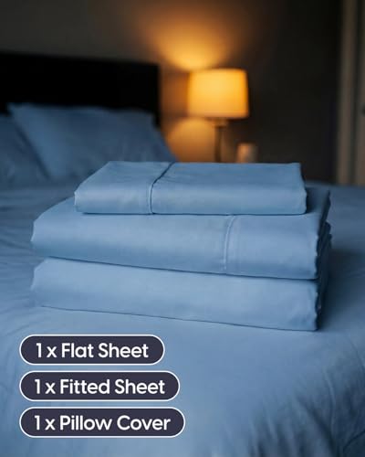 Image of Sleepy Town Twin XL Size Bed Sheets - 3 Piece - Twin XL Sheet Set - Extra Soft, Comfy & Cooling - Easy Care - Shrinkage, Wrinkle & Fade Free - Brushed Microfiber - Deep Pocket Bed Sheets (Denim Blue)