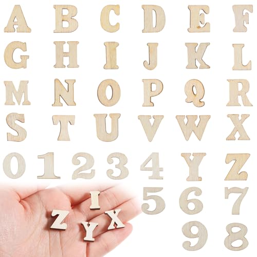 204 Pcs 1/2 Inch Wooden Letters Numbers for Crafts, Mini Unfinished Wood Alphabet Letters and Numbers for Names Home Decor DIY Painting Crafts Spelling Homemade Education