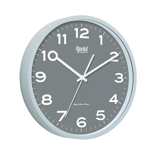 Image of Ajanta Home Decor Clock 12 Inch (305mm) Grey | Luxury Silent Sweep Wall Clock for Office Living Room Bedroom | Stylish Model 10047