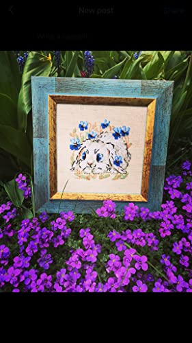 Image of RIOLIS - Little Bunny 1877, Cross Stitch Kits 5,12 inch x 5,12 inch, Cross Stitch Kits for Beginners & Advanced, Crossstitching Kit Adult, Embroidery Counted Stitching Kit