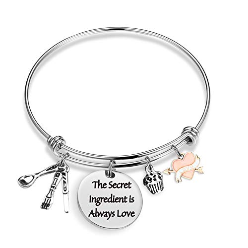 Baker Bracelet Baker Chef Gift Inspirational Gifts for Baker Pastry Chef Culinary Students The Secret Ingredient is Always Love Fabulous Baker Baking Bracelet(Secret love-BR)