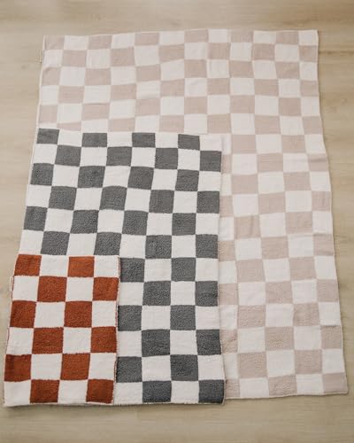 Image of Mebie Baby Charcoal Checkered Plush Lovey Blanket 15x20 - Soft, Lightweight, Breathable | Available in Two Sizes