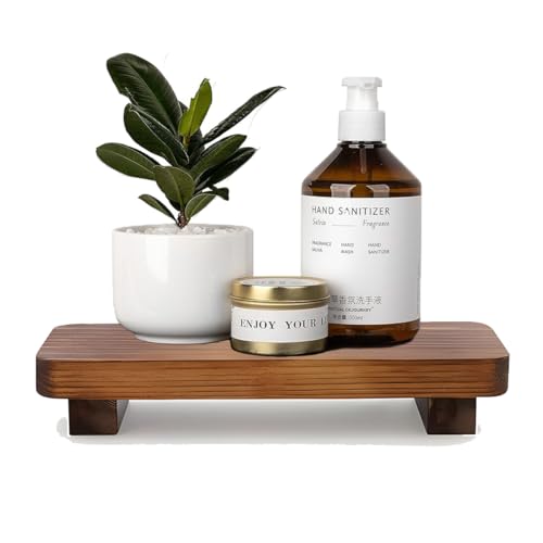 Purearth Wood Risers for Desk Organizer, Tray For Bathroom, Riser for kitchen counter, Stand For Kitchen Counter, Perfume Organizer Plant Stand (Walnut, 9 x 4 Inches)