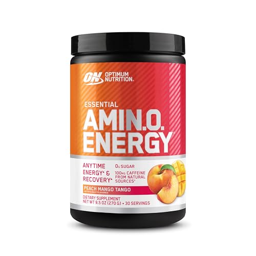 Optimum Nutrition New Flavor Amino Energy - Pre Workout with Green Tea, BCAA, Amino Acids, Keto Friendly, Green Coffee Extract, Energy Powder - Peach Mango Tango, 30 Servings (Packaging May Vary)