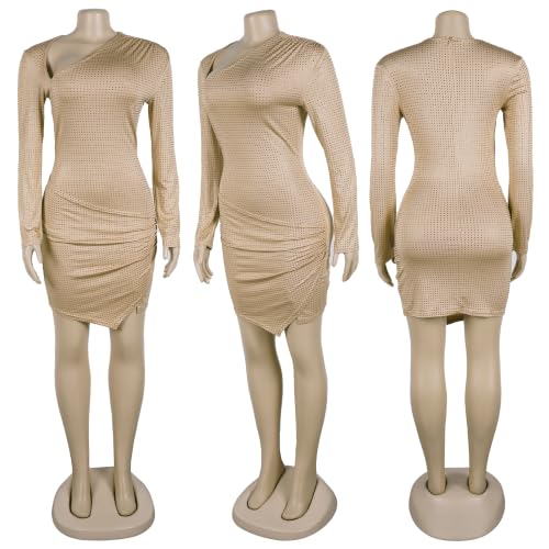 Image of PORRCEY Women's Sexy Elegant Rhinestone Mesh Party Club Night Mini Dress