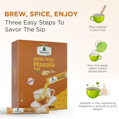 Image of APSARA Instant Premix Unsweetened Masala Tea 36 Sachets | Ready To Drink Tea With No Added Sugar | Sugar Free Masala Chai, Instant Tea Premix