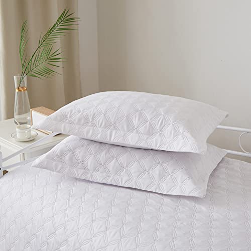 Image of Hailea 3 Piece White Daybed Cover Twin Size Cozy Daybed Sets Bedding Double Sided Quilting Cover Set Geometric Print Bedspread Coverlet All Season for Twin Bed with 2 Standard Shams,39 inchx75 inch