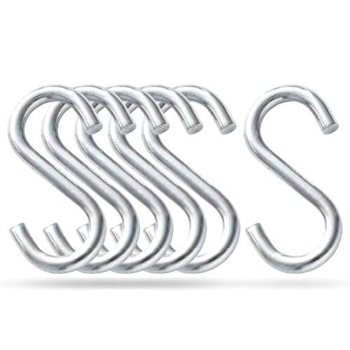 AKH® Heavy Duty Stainless Steel Camping S Hooks | Pack of 6 | Large Awning Tent Hooks for Outdoor Gear, Cookware & Storage – Durable S-Shaped Hanging Hooks for Caravan, Garden, Curtains, Cloths & More