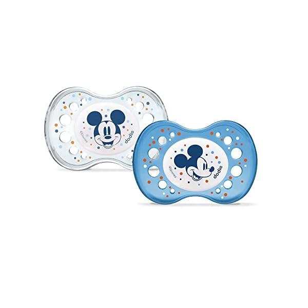 Dodie Set mit 2 Schnullern, anatomisch, Nacht, +18 Monate, BPA-frei, robust, Mickey