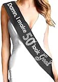 50th Birthday Decorations - Funny, Humorous, Premium Quality, Damn, I Make 50 Look Good! Satin Sash - Black Sash(Damn50) Blk
