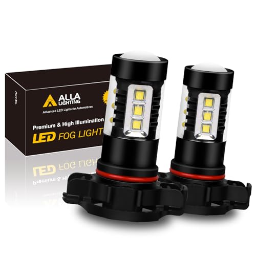 Alla Lighting Premium 80W 2504 PSX24W LED Fog Lights Bulbs 12276 Upgrade, 6000K Xenon White PG20/7 Base Extremely Super Bright 12V Lamps Replacement