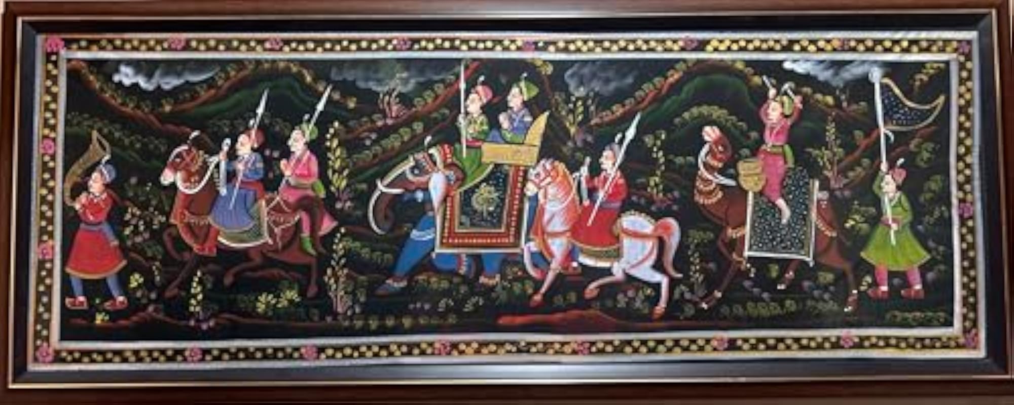 Handcrafted Rajasthani Procession Painting with Wooden Frame