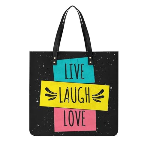 Sac bandoulière Live Laugh Love - Grand sac à main femme et cabas de voyage en toile