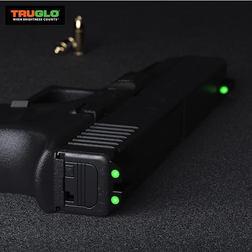 Image of TRUGLO Tritium Pro Night Sights, Compatible with Glock Handgun Models | Compact Durable Glow-in-The-Dark Front & Rear Gun Sight Set with Focus Lock Front Ring