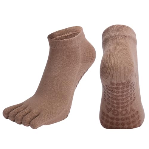 Non-Slip Five Toe Socks for Yoga, Pilates, Barre – Comfortable Grip Socks Made from Combed Cotton
