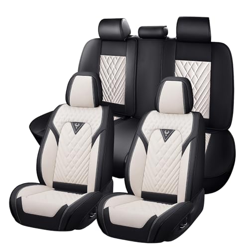 Image of Car Seat Cover Fit 98% of MINI 2000-2025,Premium Nappa Leather Breathable Waterproof Sports Seat Cover,Easy to Install Automotive Seat Covers Full Set(Black & White)