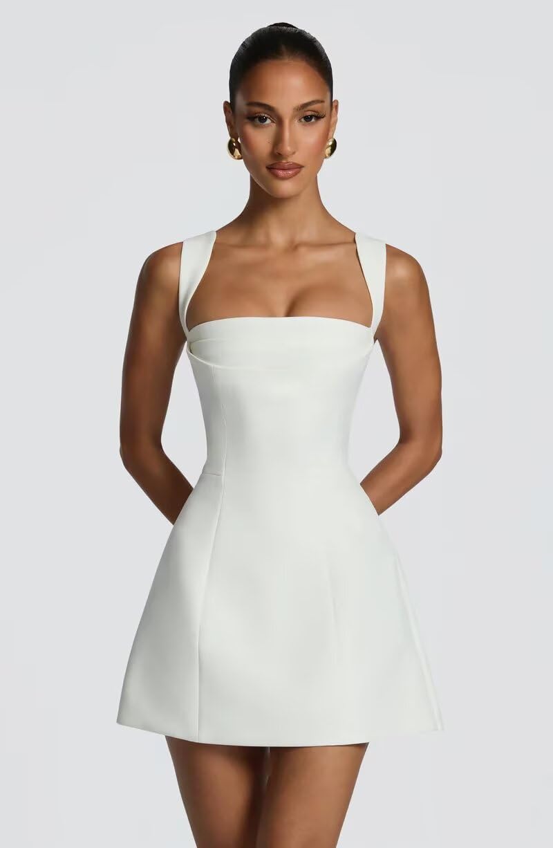 Short Square Neck Satin Homecoming Dresses for Women 2026 Mini Formal Prom Graduation HOCO Dress