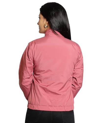 Image of NUBIE Women's Regular Fit Polyester Windcheater Jacket | Lightweight Hip Length with Full Zipper Closure | Stylish Casual Outerwear for Winter
