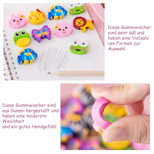 Huoflame 30 Stück Bunte Radiergummis Set - Lustige Cartoon PVC Radierer für Kinder, Perfekte Schulsachen, Klassenzimmer Belohnungen, Mitgebsel für Party, Kindergarten & Grundschule