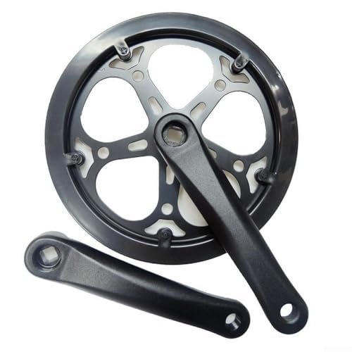 Honseadek Set di pedivelle per bicicletta, guarnitura per catena a scatto fisso, corona dentata per bici, con paracatena, per bici elettriche e modelli MTB (48T)