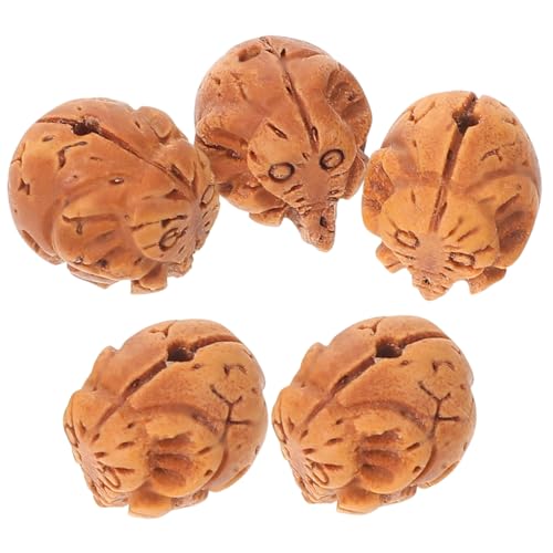 DIYEAH 5stücke Aufwendig Geschnitzte Perlen Aus Pfirsichkernen Künstlerische Elefantenperlen Natürliche Schönheitsperlen Schnitzarbeiten Vielseitige Schnitzperlen Für Diy