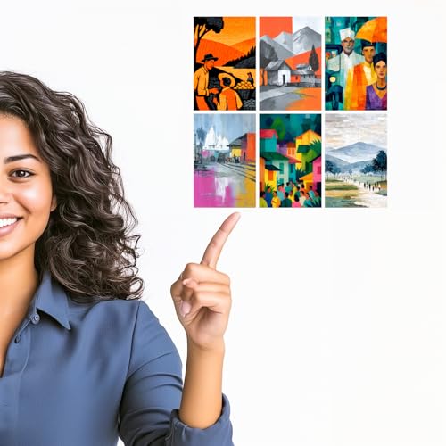 Image of SiddArtify Vintage Travel Wall Art Prints Set - Retro People Poster Decor for Living Room Office - Set of 2-4x6 Inch - Board (Pack of 6) - Sticker (Pack of 6)