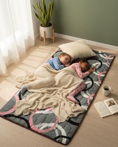Image of K25 Cotton Floor Bed Mattress with High-Density Foam for Extra Bedding | Lightweight Reversible Portable Rolling Mat for Travel Yoga Outdoor & Camping (Size: 72x48x0.8 Inch, Multicolor)