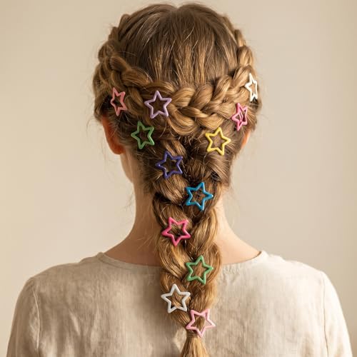 100 Pinzas de Pelo Estrella Metálicas Coloridas JJUNW miniatura 4