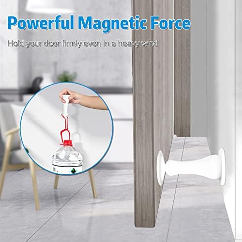 ZCGEL Silicone Door Stop Holder Wall Mount Damage-Free with Durable Reusable Waterproof House Door Stoppers,Self-Adhesive Magnetic Door Stopper Suitable for Tiles, Wooden Boards. (White)