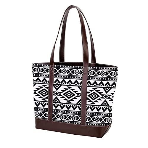 Sac cabas Fête des Mères motif fleur blanc noir chic